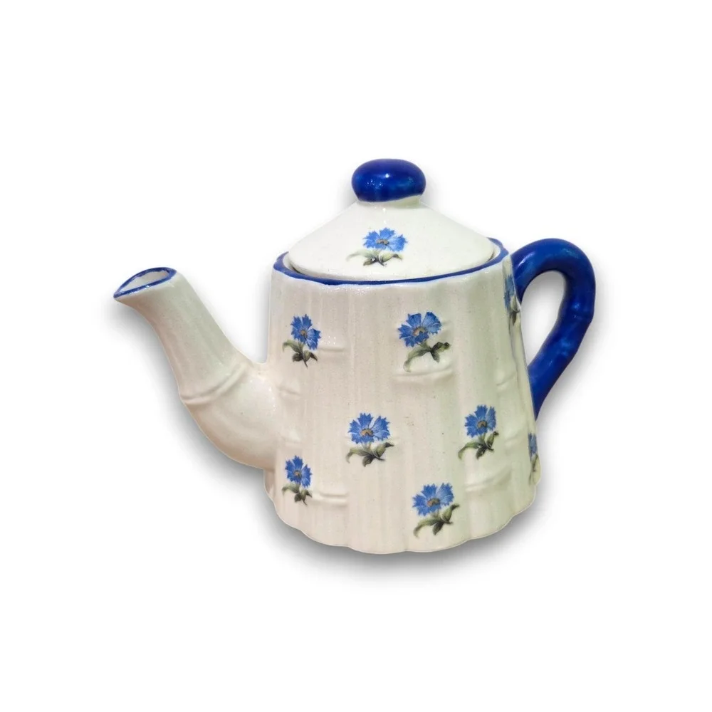Boleslawiec Polish Pottery Personal Teapot Blue White Floral 5.5''